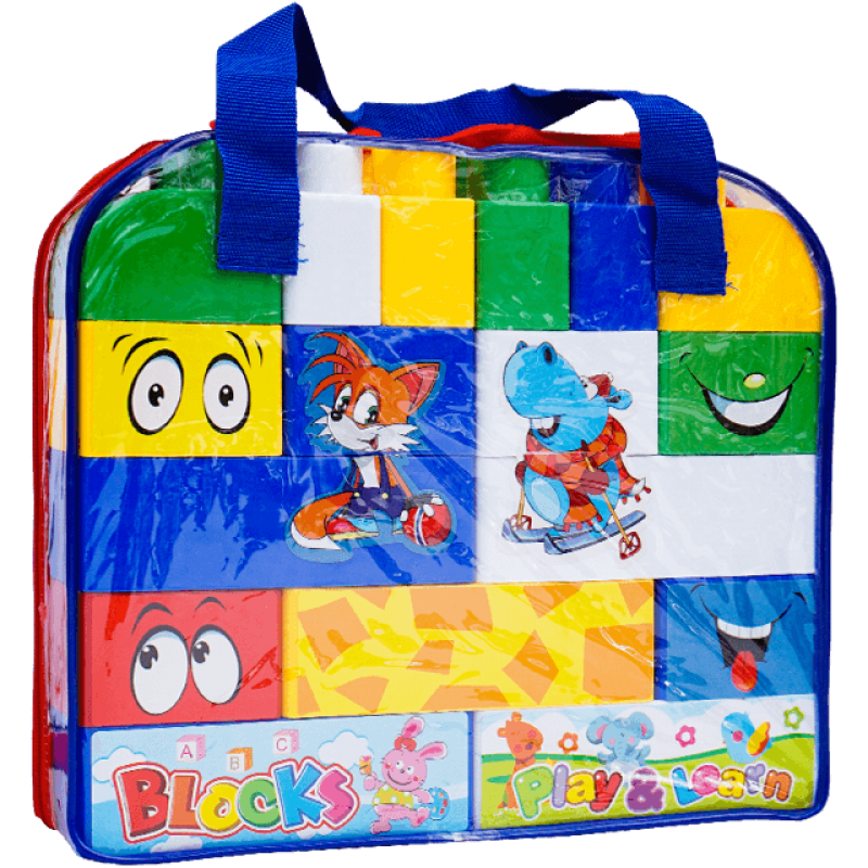 Set cuburi mari de constructie in gentuta